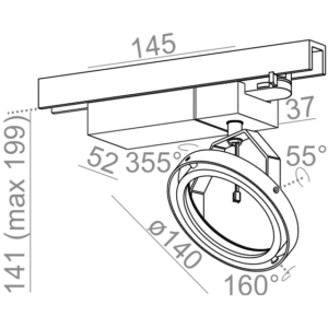 AQForm reflektor ARES 111 Phase-Control track czarny mat