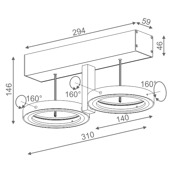 AQForm reflektor BARES 111x2 R Phase-Control biały mat