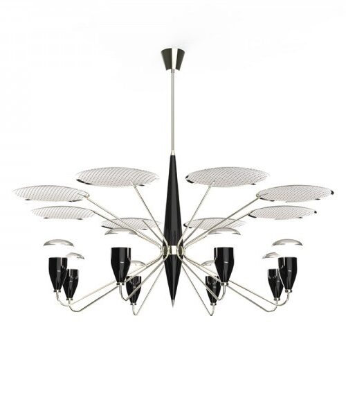 DelightFull Żyrandol PEGGY mosiądz drewno aluminium stal