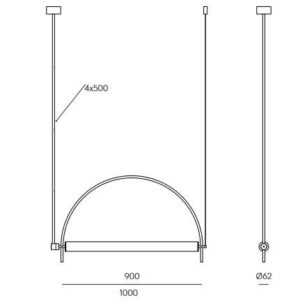 Lampa wisząca Aromas Arc 100 cm czarna