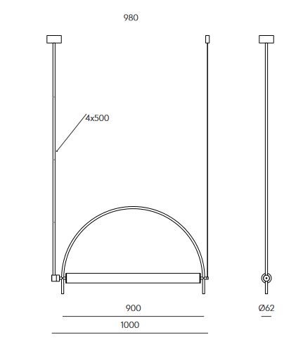 Lampa wisząca Aromas Arc 100 cm czarna