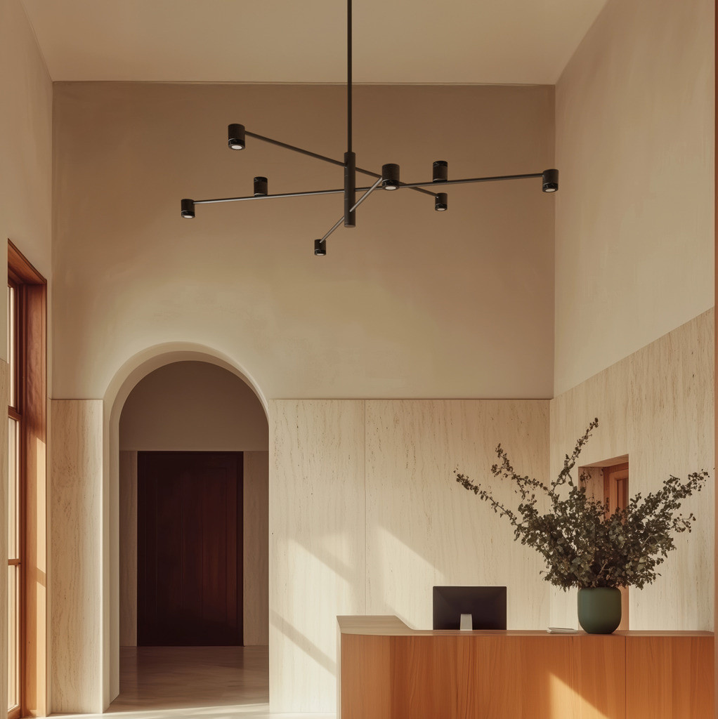24226.jpg Lampa wisząca Tea XL szer. 130 cm czarna marmurowe klosze