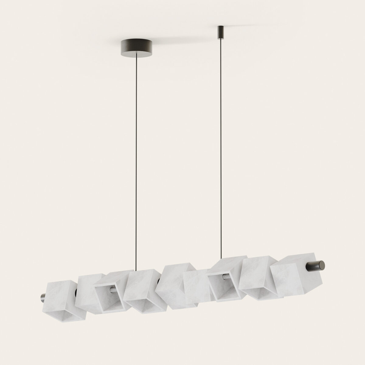 Lampa wisząca Cubic  klosz alabaster /czarny metal