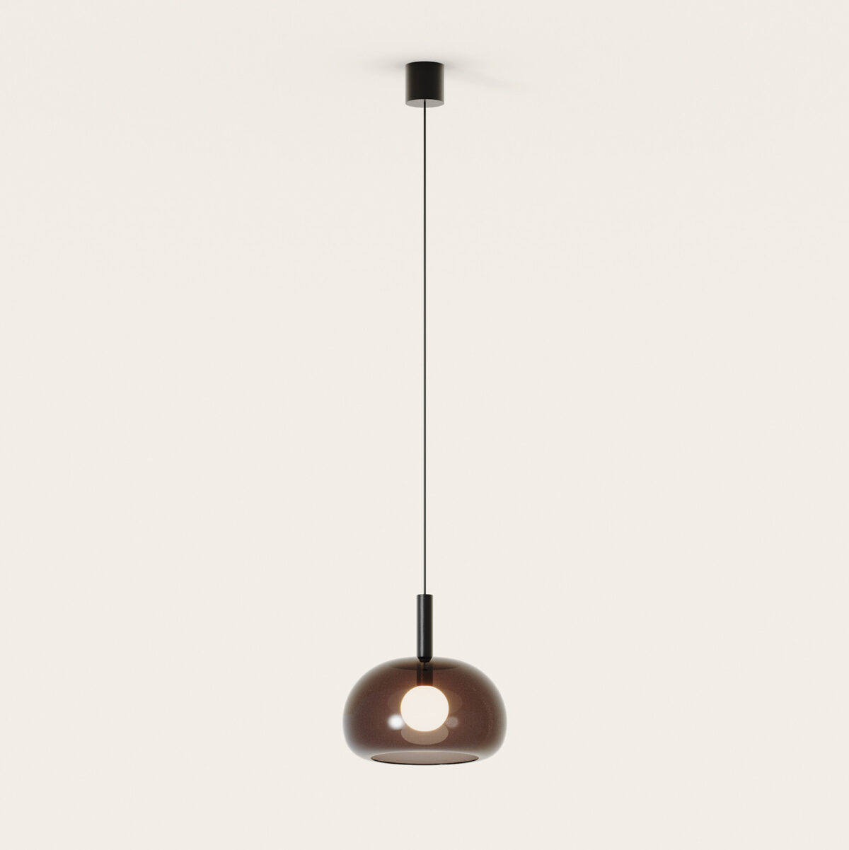 24234.jpg Lampa wisząca Cloud szer. 25 cm klosz brązowy / czarny metal