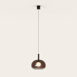24234.jpg Lampa wisząca Cloud szer. 25 cm klosz brązowy / czarny metal