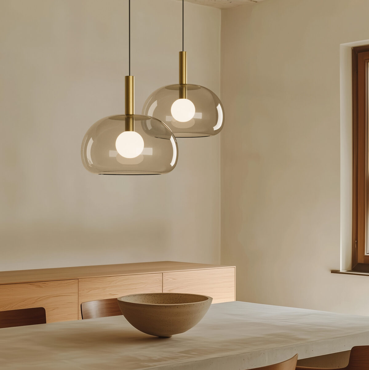 24235.jpg Lampa wisząca Cloud szer. 25 cm klosz brązowy / czarny metal