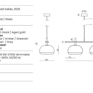 24239.jpg Lampa wisząca Cloud szer.110 cm klosz transparentny / złoty metal