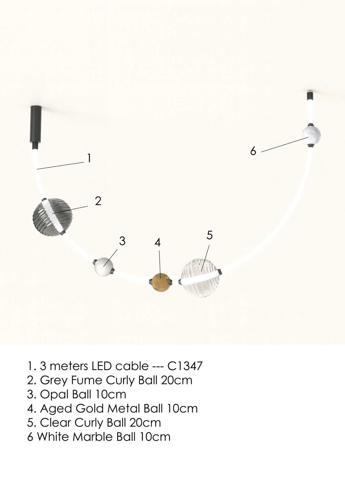 Lampa wisząca Yma Horizontal dł. 300 cm