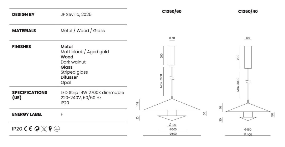 Lampa wisząca Gehit S śr. 40 cm czarna