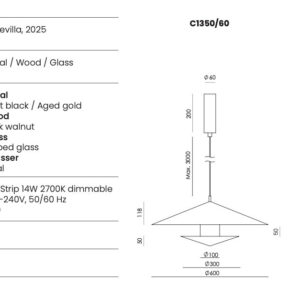 Lampa wisząca Gehit S śr. 40 cm czarna