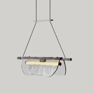 Lampa wisząca Lida szer. 80 cm transparentne szkło
