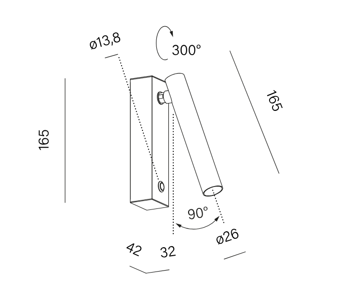Aqform PET micro R switch LED wall kolor czarny