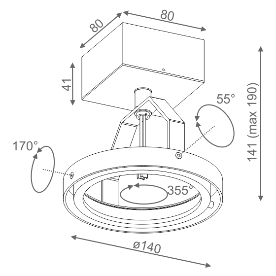 AQForm reflektor ARES 111 plus Phase-Control czarny mat