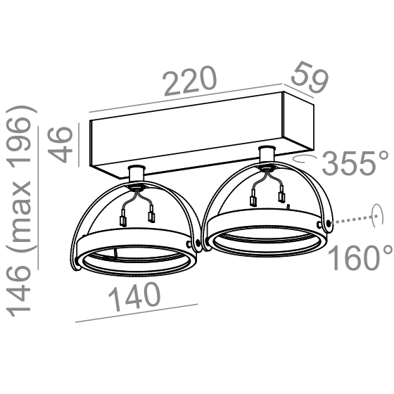 AQForm reflektor CERES 111x2 R Phase-Control biały mat