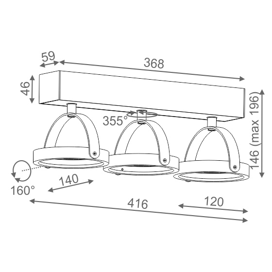 AQForm reflektor CERES 111x3 R Phase-Control biały mat